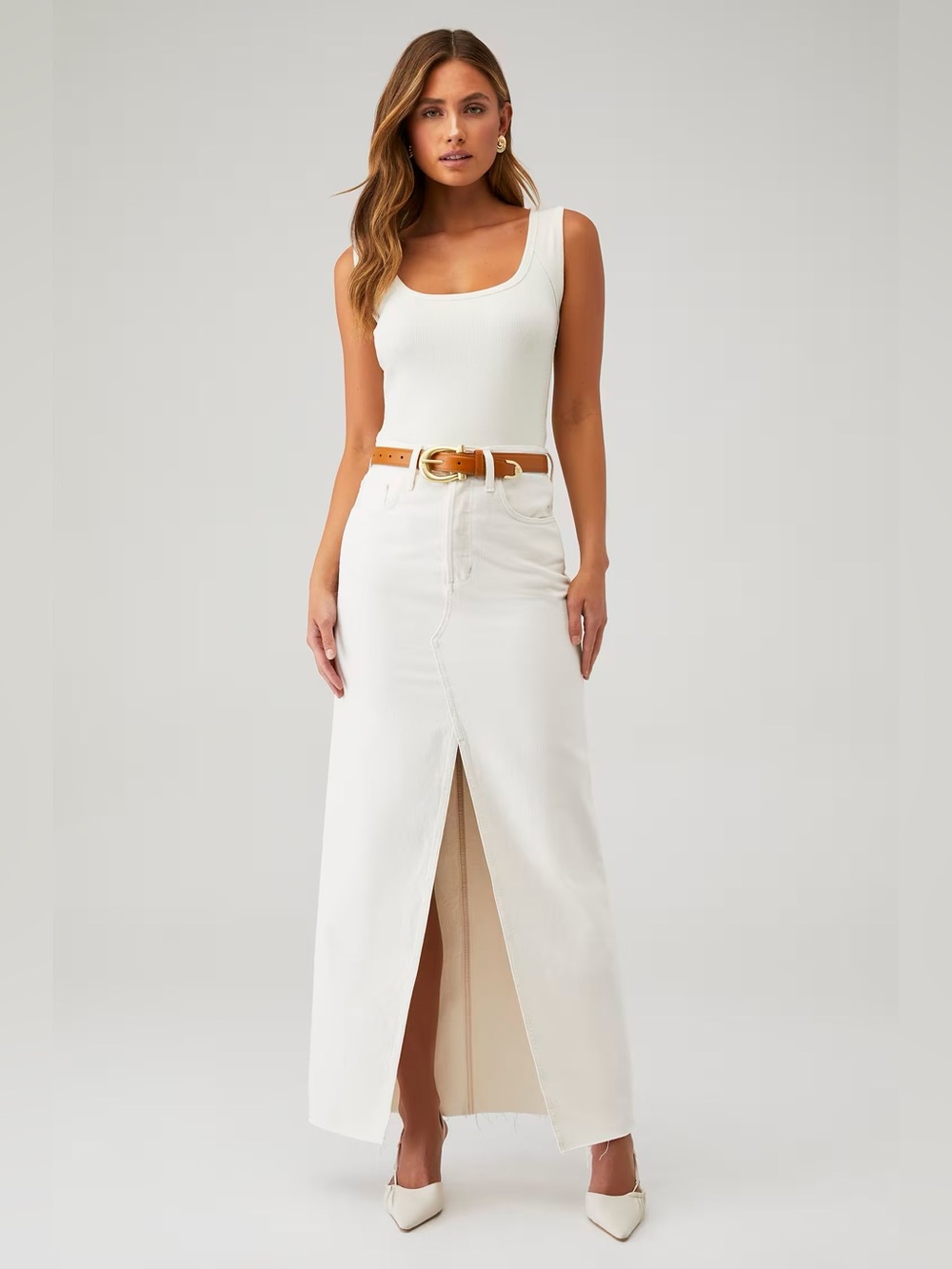 FAVORITE DAUGHTER The Sadie High Rise Maxi Skirt Gardenia 26